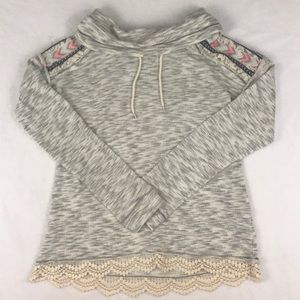 NEW Maurices Cowl Neck Sweater With Lace Shoulder